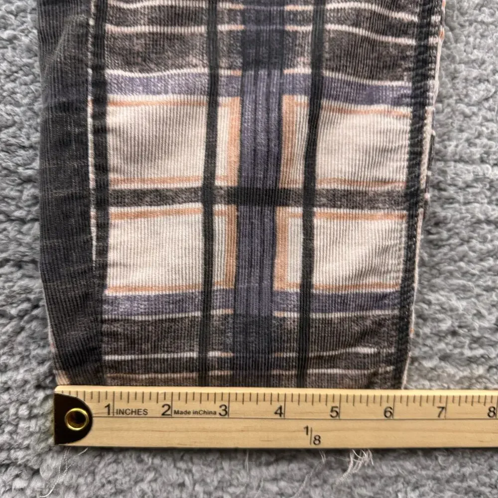 Free‎ People Jeans Women 26 Gray Corduroy Straight Plaid Mini Cords Cotton Retro